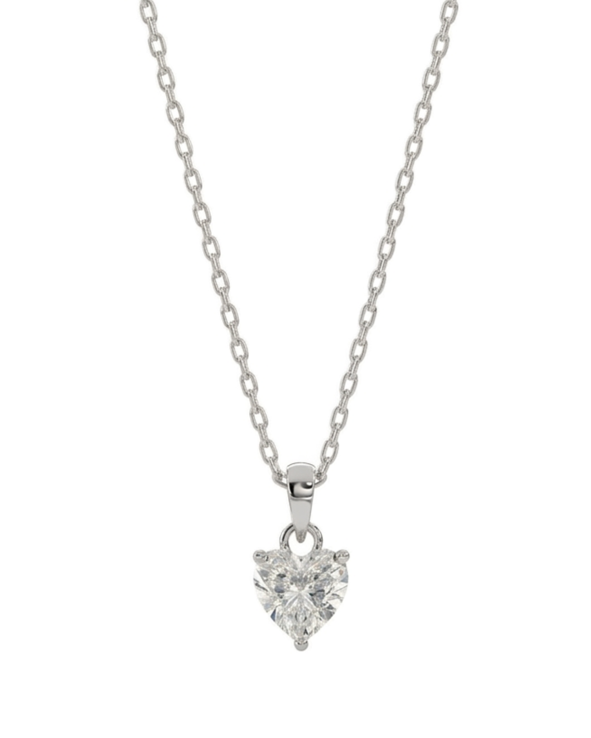 Solitaire Heart Pendant with Link Chain